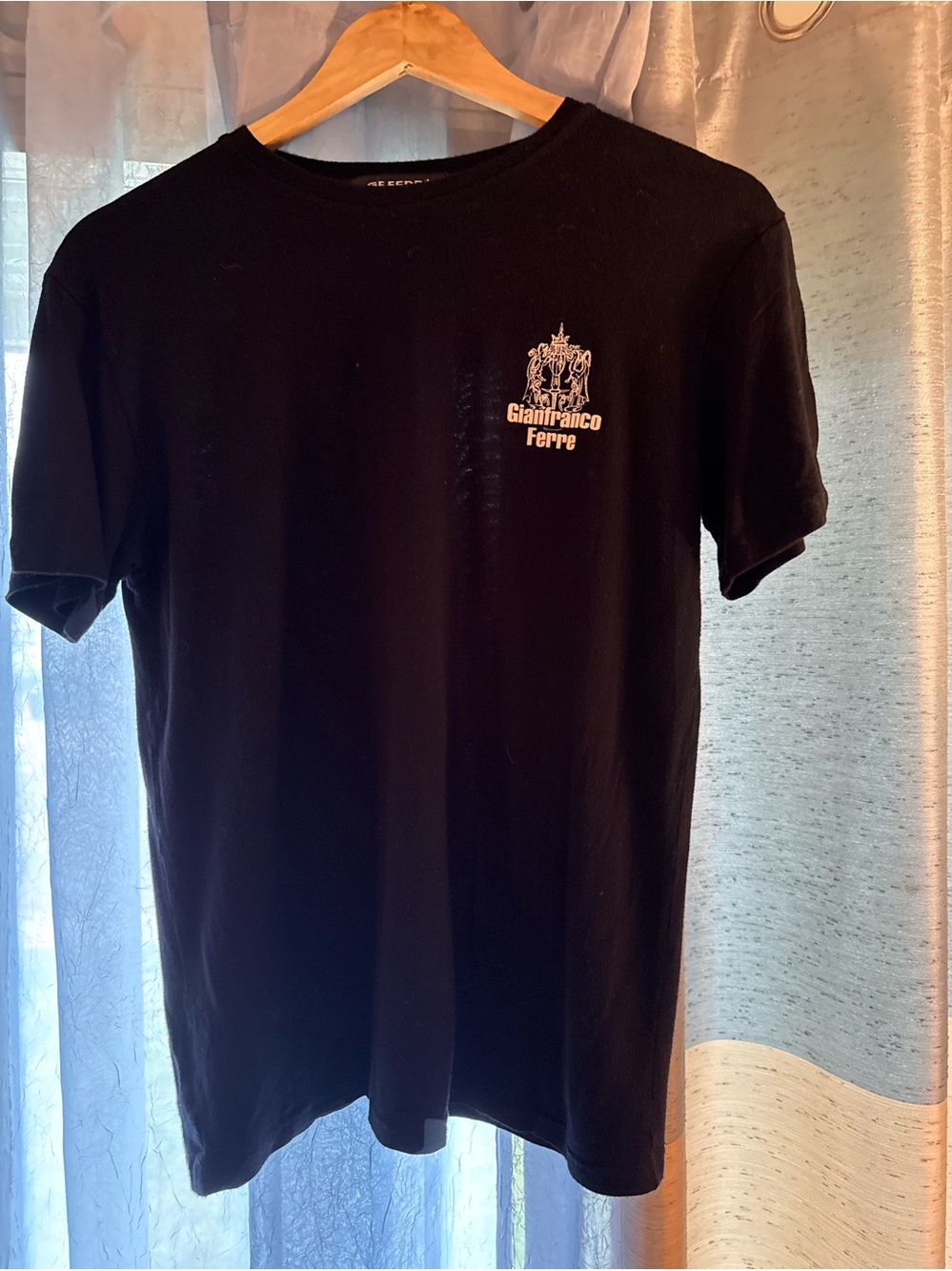 Gianfranco Ferre Black Short Sleeve Crewneck T-Shirt with Chest Logo